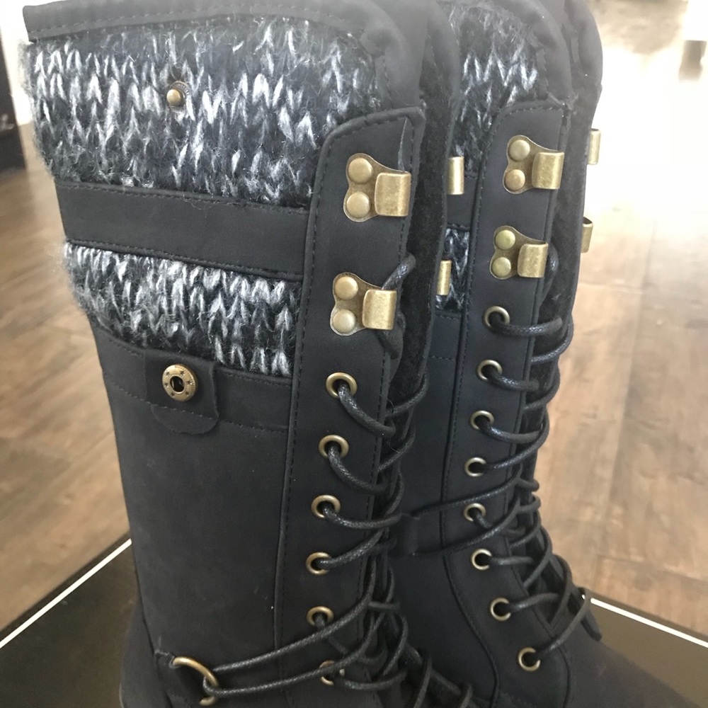 Knitted mid-calf combat boots - Picture 4 of 4